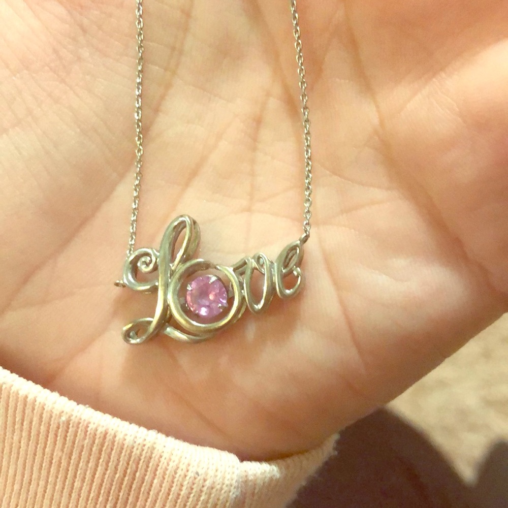 Sterling Silver LOVE Pendant Necklace.